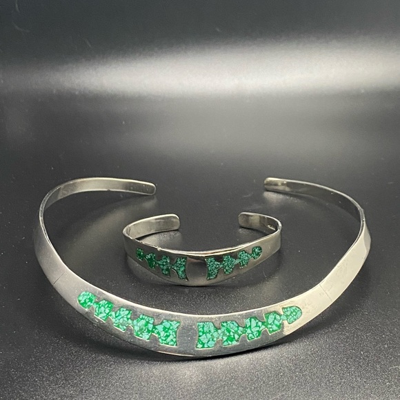 Rare Vintage Mexican Sterling Silver TAXCO Collar Necklace and Cuff Matching Set - Picture 2 of 15